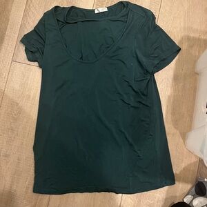 Nursing Dark Green Scoop Neck T-Shirt